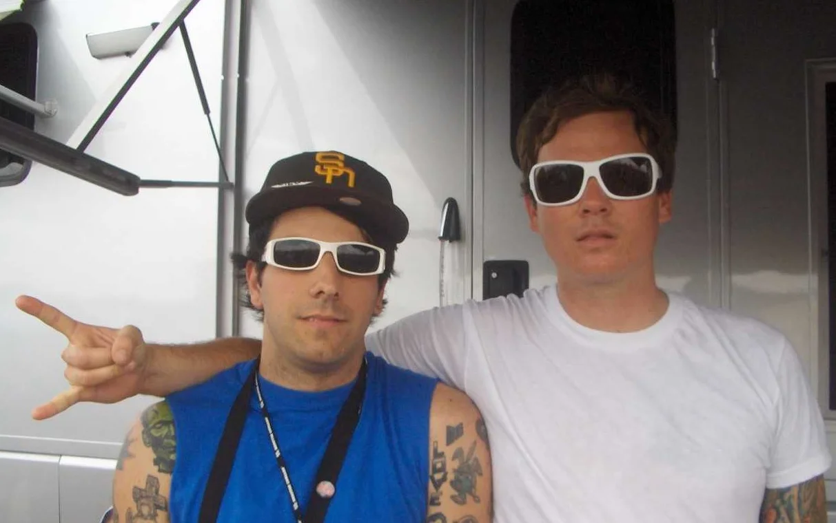 Mike Damante and Tom DeLonge backstage at Warped Tour 2008. (Mike Damante)