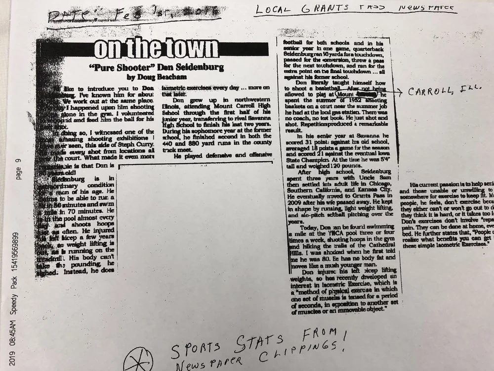 A story about Don Siedenburg’s basket ball skills.