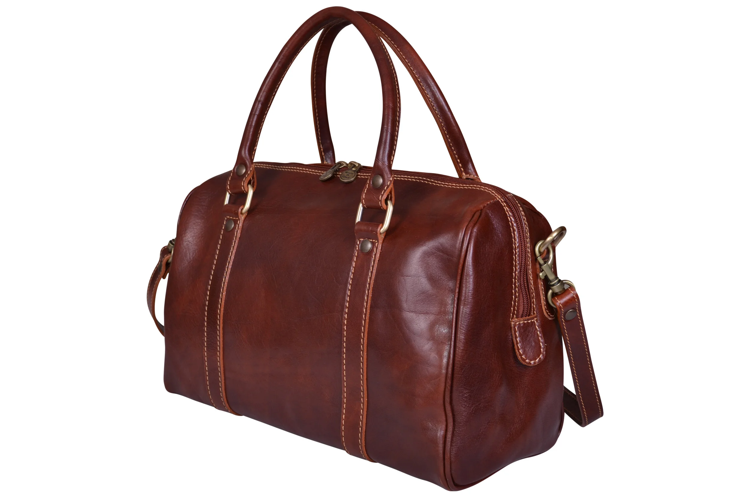 Dark brown leather shoulder grab handbag | Bags & Arts