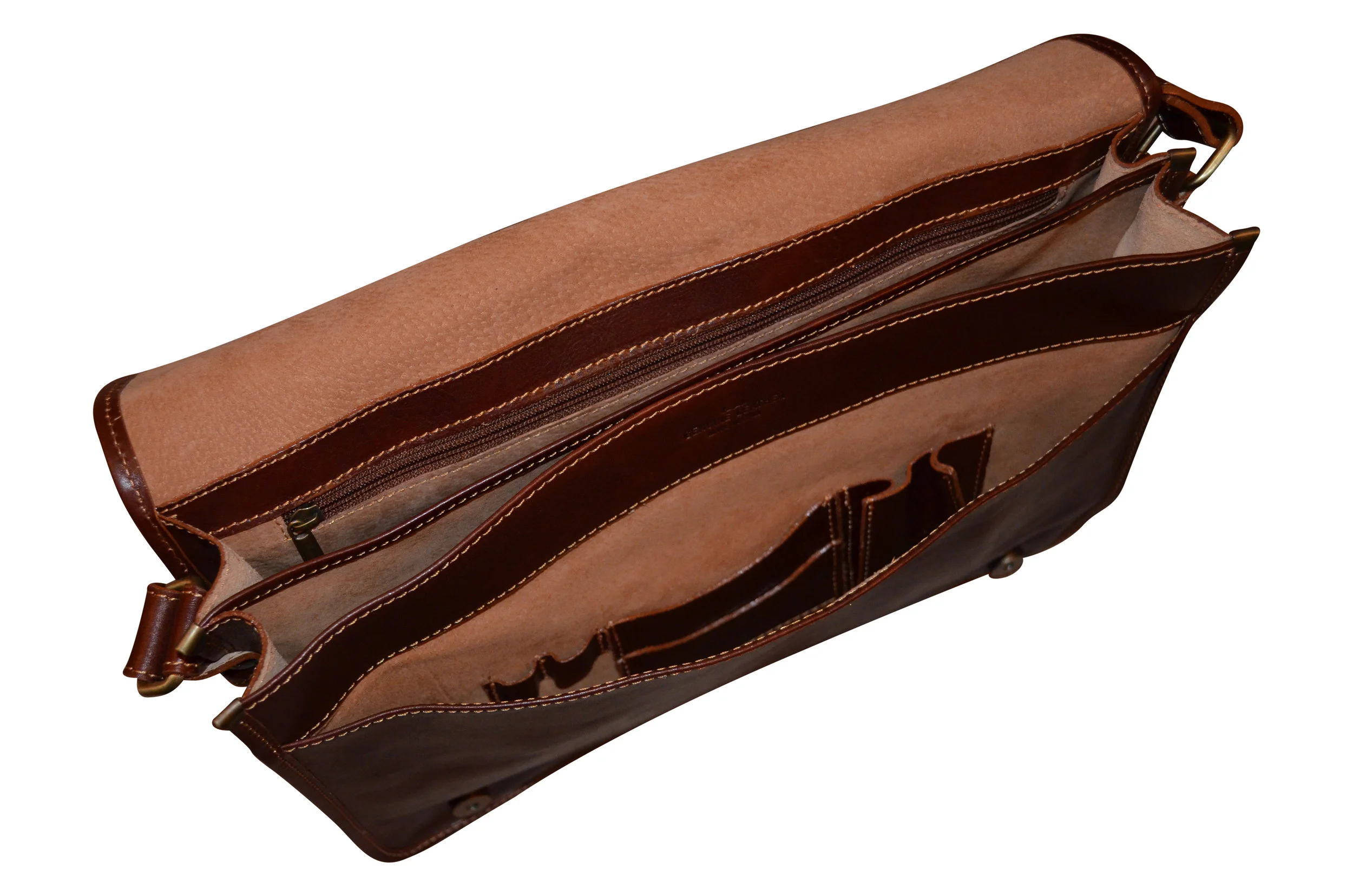 Classic Italian Dark Brown Leather Messenger Handbag | Bags & Arts