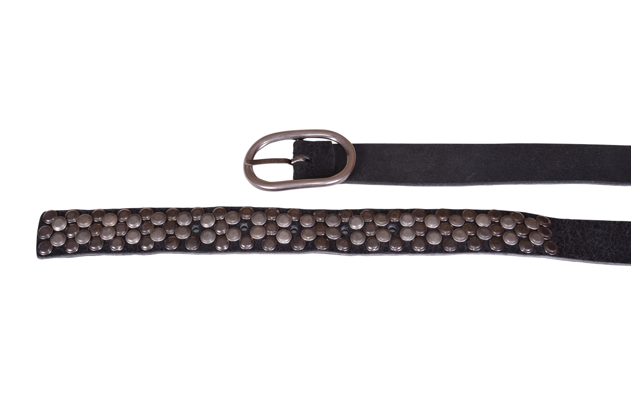Studded-Mottled Black Leather Belt | Bags & Arts