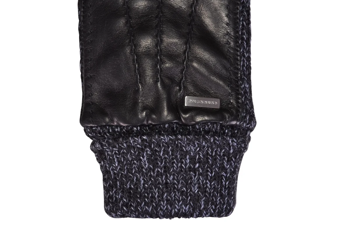 Black Wool & Leather Gloves for Men | Bags & Arts