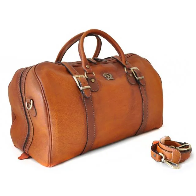 Pratesi 'Perito Moreno' Italian Cognac Leather Large Travel Handbag