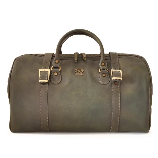 Pratesi 'Perito Moreno' Luxury Italian Green Leather Large Travel Bag