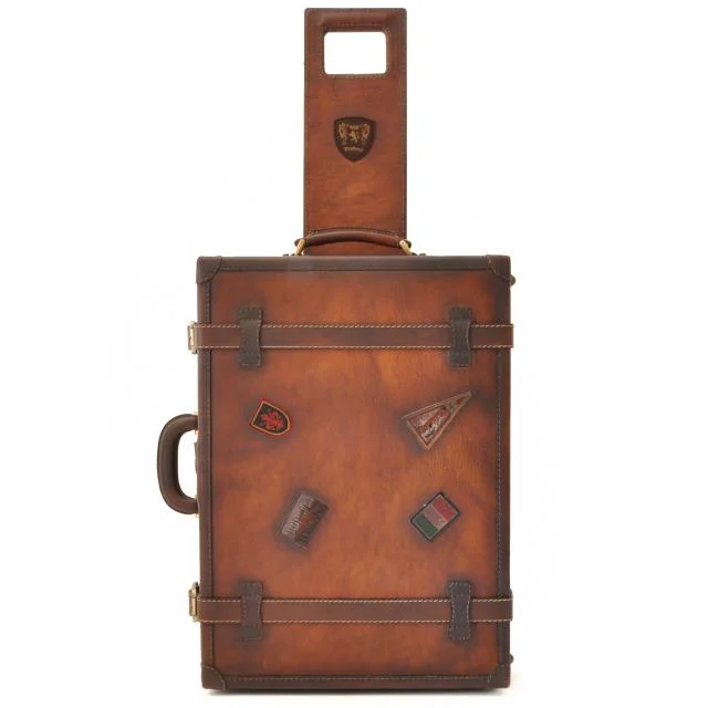 Pratesi 'Diligenza' Brown Leather Stylish Trolley