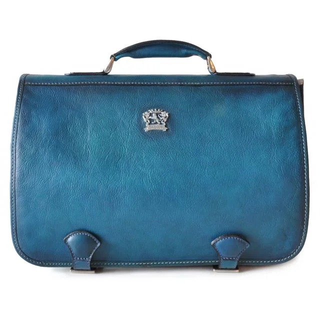 Pratesi 'Secchieta' Designer Italian Blue Leather Briefcase