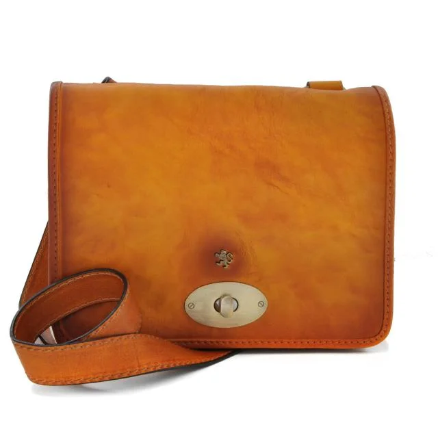 Pratesi 'Portalettere' Luxury Designer Italian Cognac Leather Medium Messenger Bag