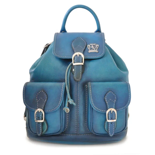 Pratesi 'Caporalino' Italian Blue Leather Backpack