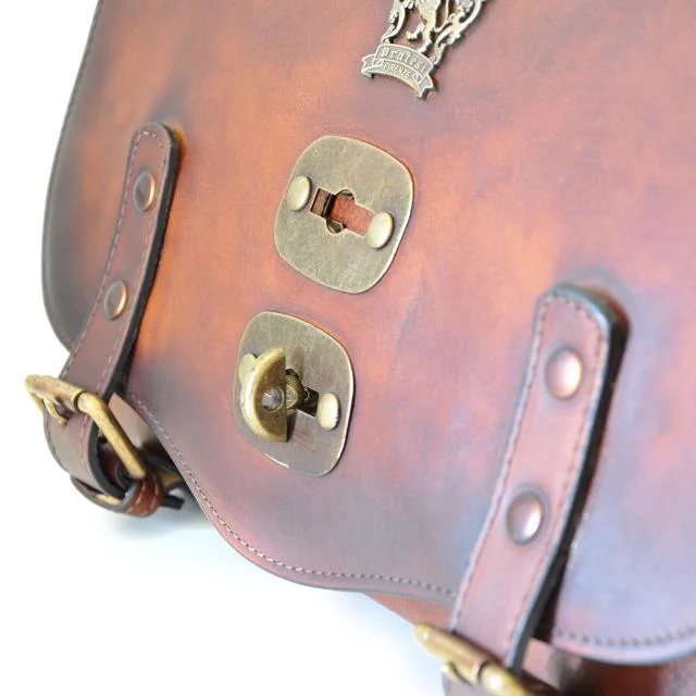 Pratesi 'Castell'Azzara' Designer Italian Small Brown Leather Grab Bag - Bags & Arts
