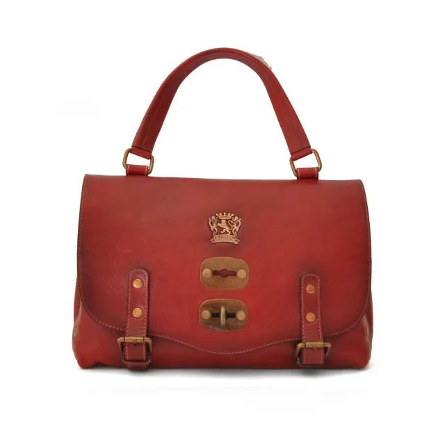 Pratesi 'Castell'Azzara' Designer Italian Small Cherry Leather Grab Bag - Bags & Arts