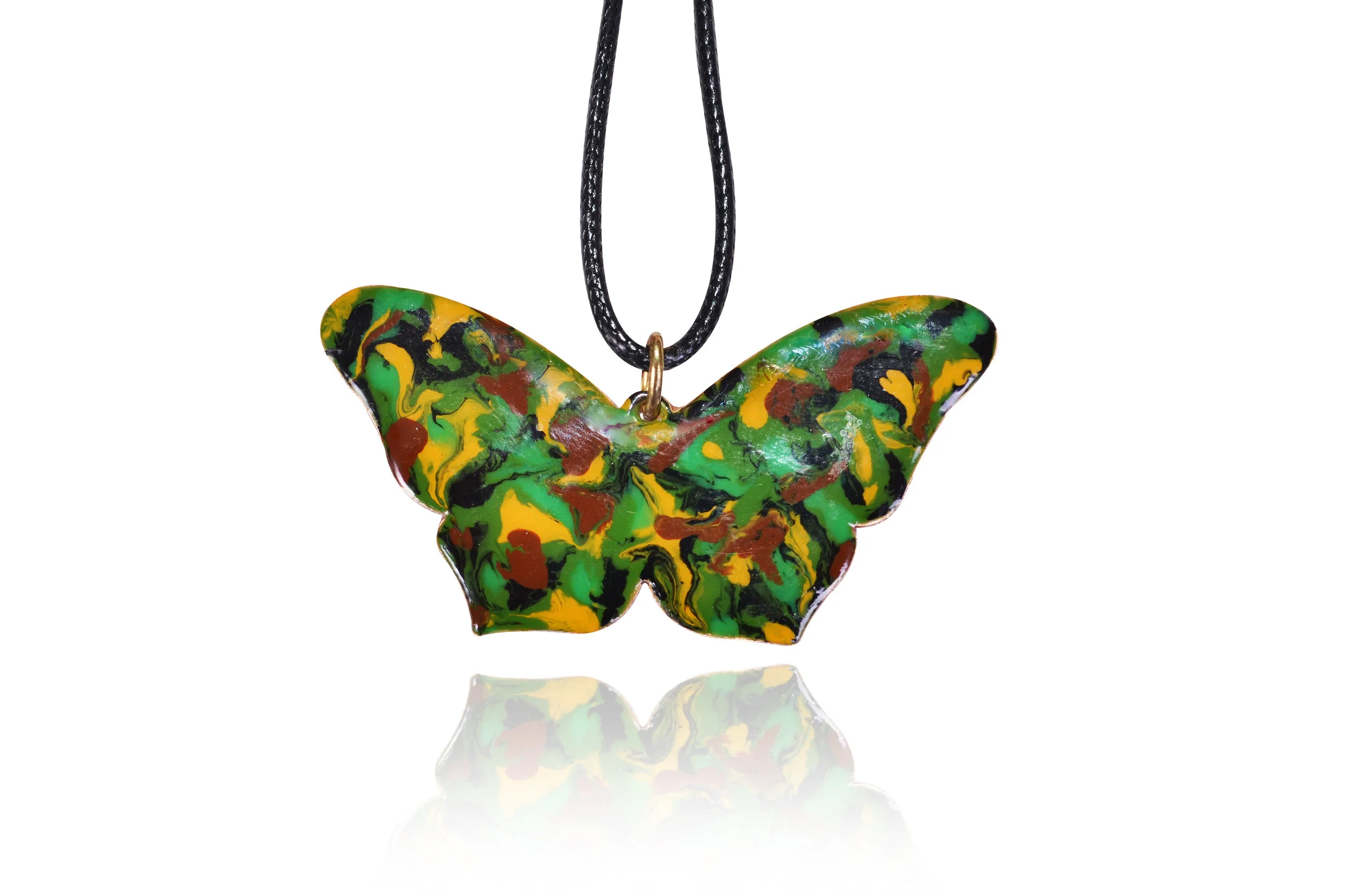 Italian green fine enamels butterfly pendant - Bags & Arts
