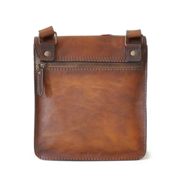 Pratesi Luxury Medium Italian Brown Leather Crossbody Bag - Bags & Arts
