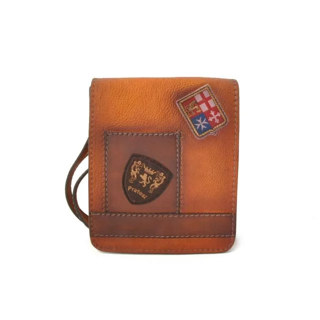 Pratesi Mini Italian Cognac Leather Messenger Crossbody Bag - Bags & Arts