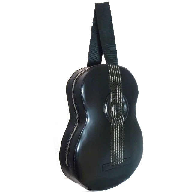 Pratesi Italian Black Leather Guitar Shaped Large Rucksack - Bags & Arts