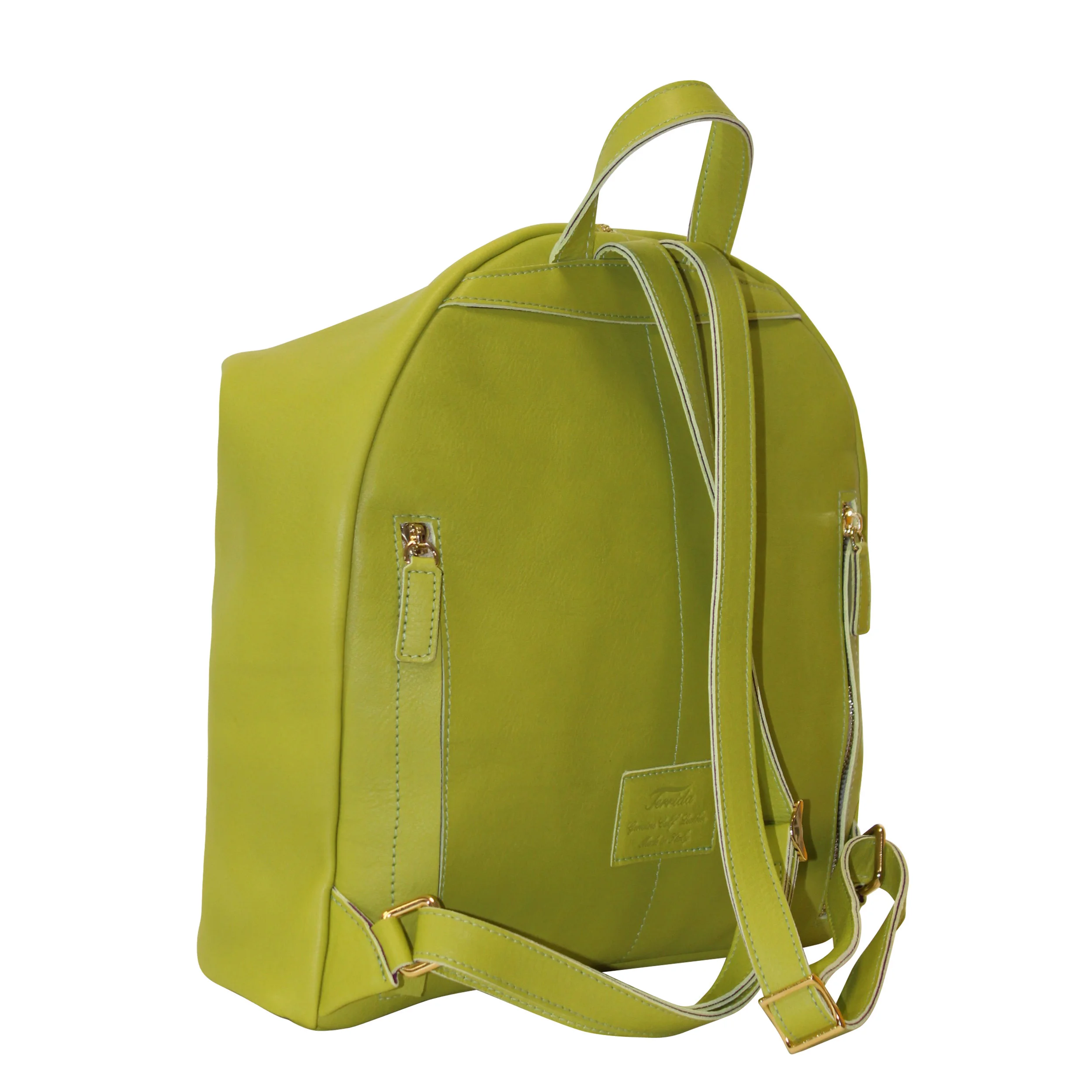 Terrida Italian Green Leather Medium Backpack Womens