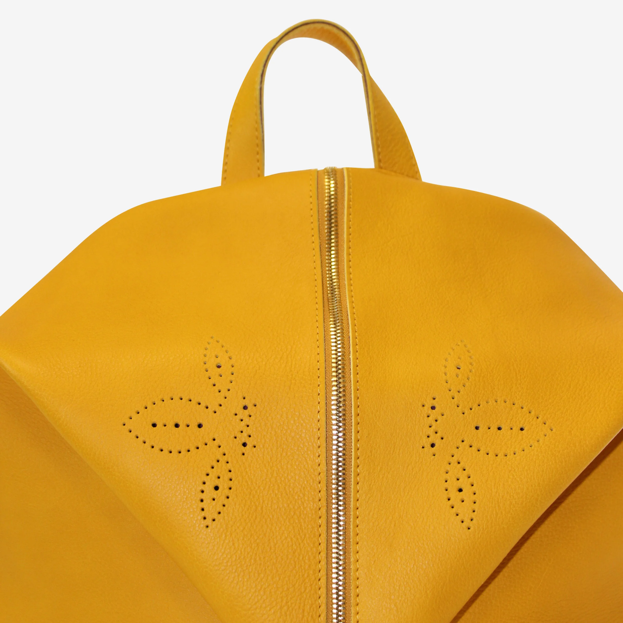 Terrida Luxury Italian Yellow Leather Medium Backpack