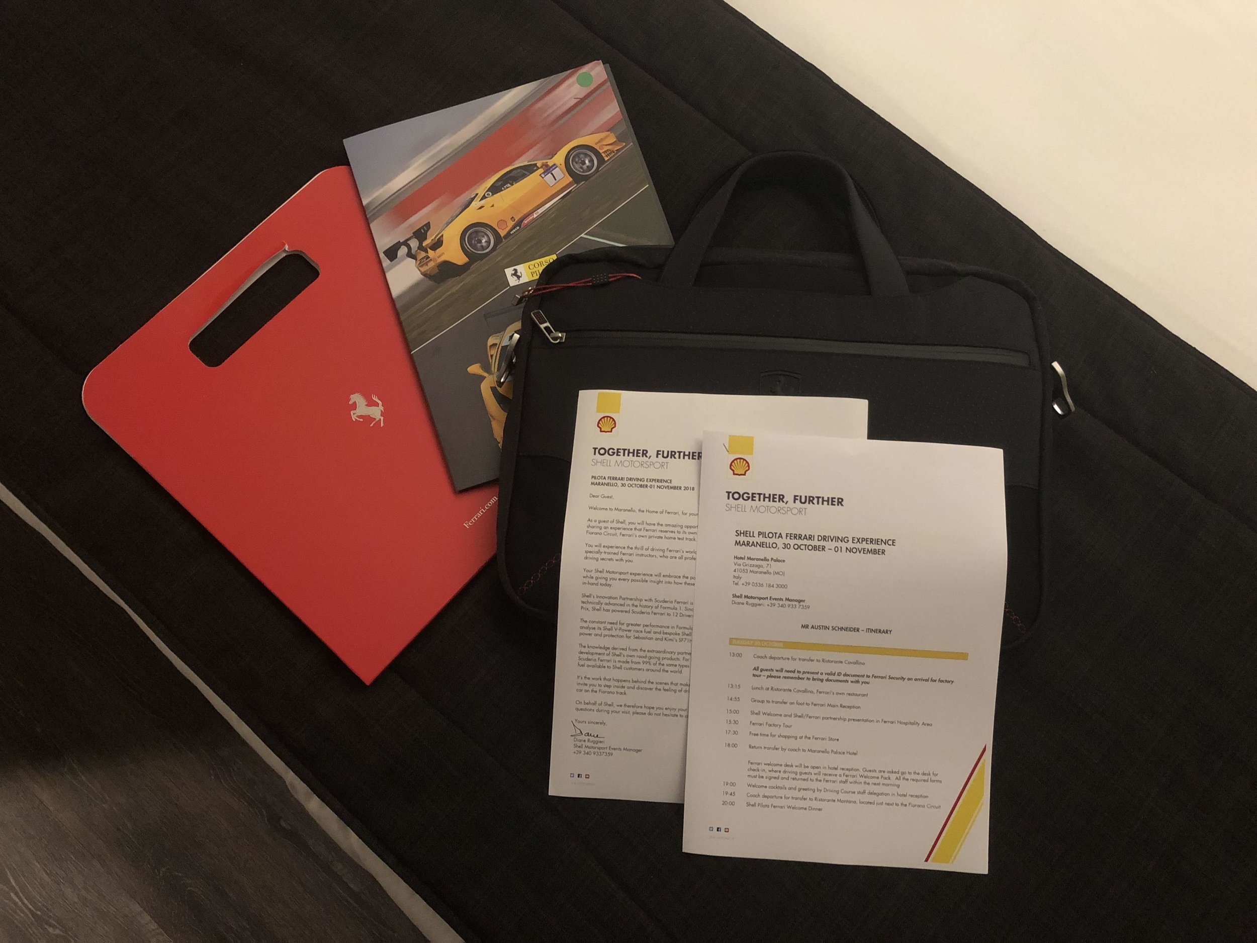  Shell welcome kit in Maranello. 