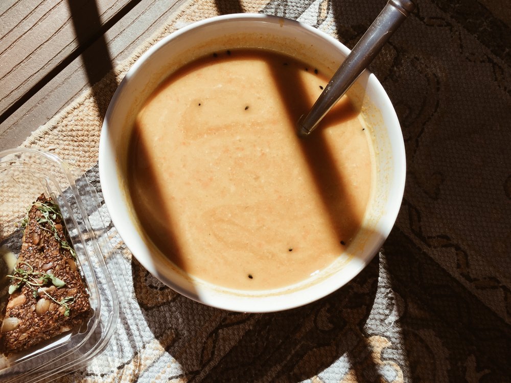 sakara vegan carrot soup menu