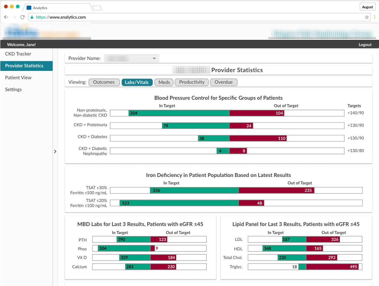 Provider Statistics - Labs & Vitals