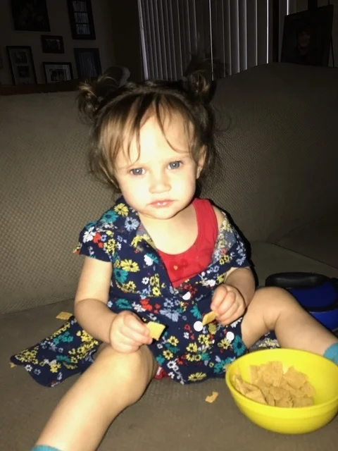 Look, a snot-free baby picture! Sure, she's not smiling and has some serious RBF, but 1 out of 2 ain't bad!