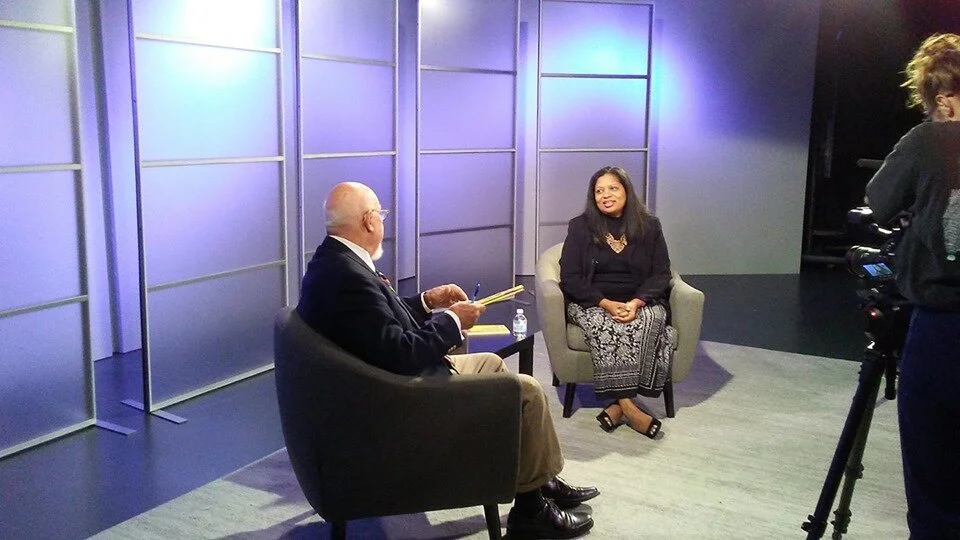Poet Jacqueline Trimble speaking to Don Noble on Alabama Public Television.