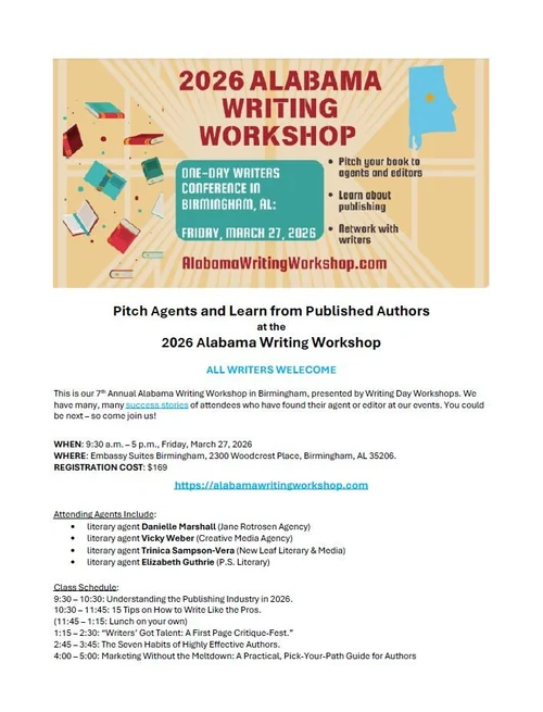 2026 Alabama Writing Workshop - March 27, 2026 in Birmingham — Alabama ...