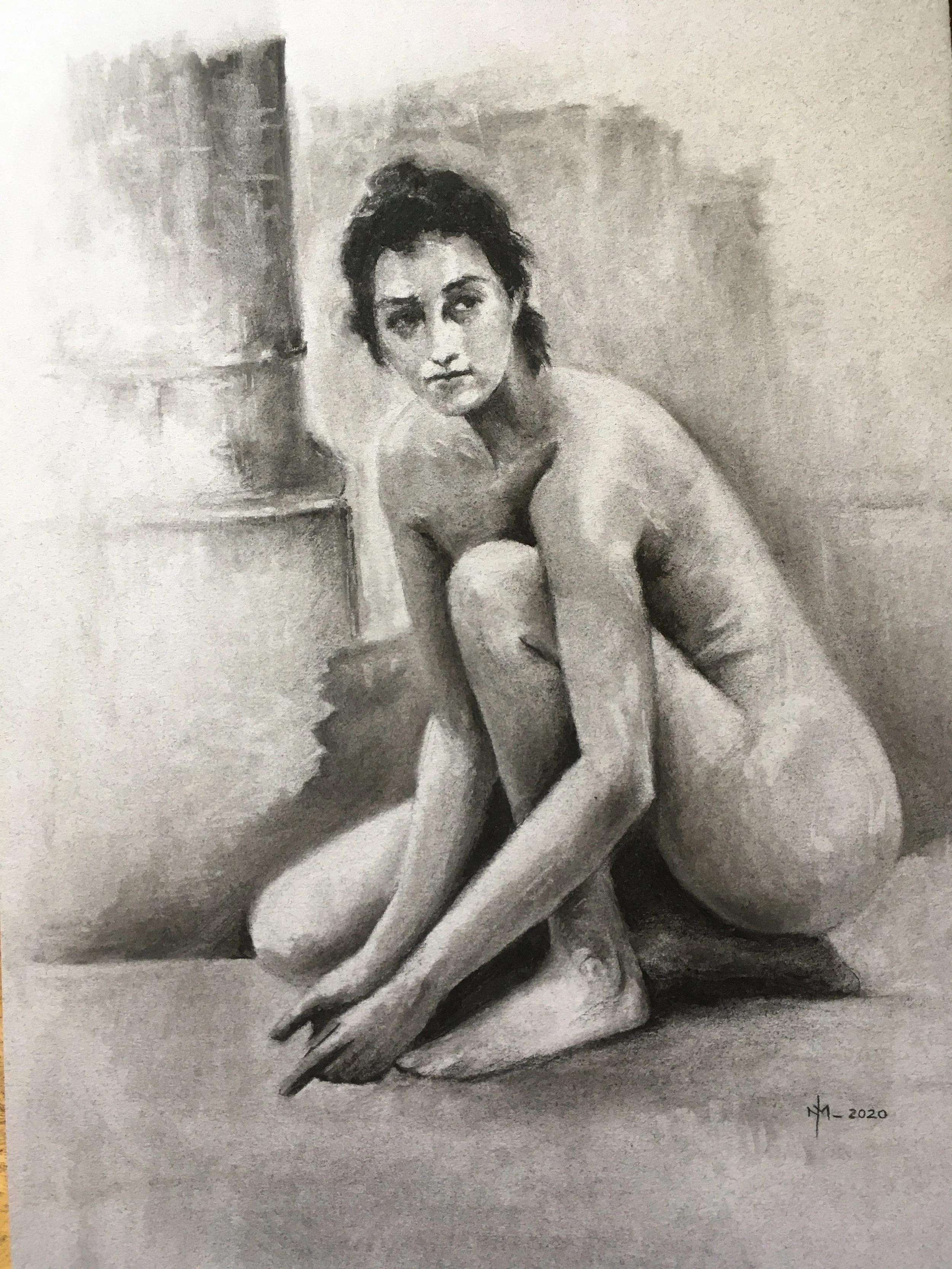  After Ramon Casas - interpretation in charcoal 
