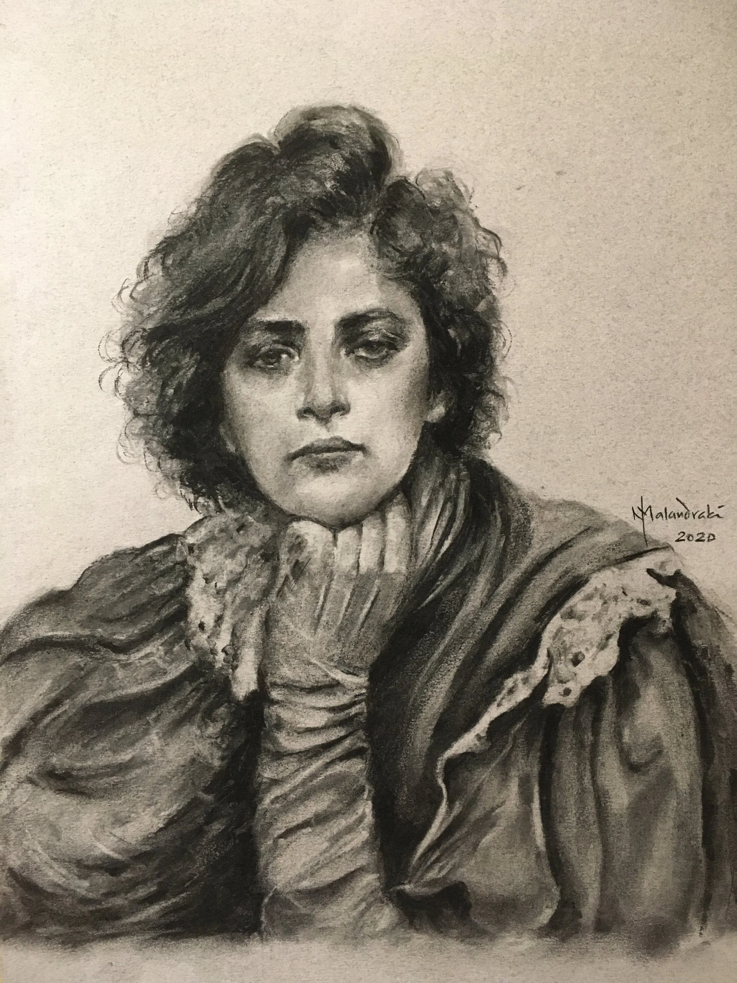  After Vittorio Matteo Corcos “Sogni” - interpretation in charcoal 