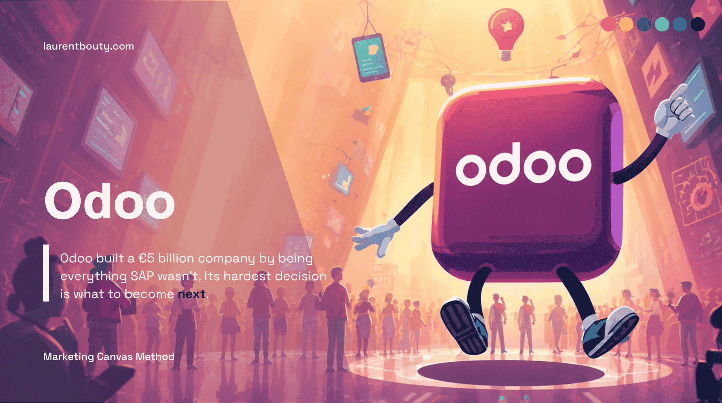 Odoo built a €5 billion company by being everything SAP wasn't. Its hardest decision is what to become next.