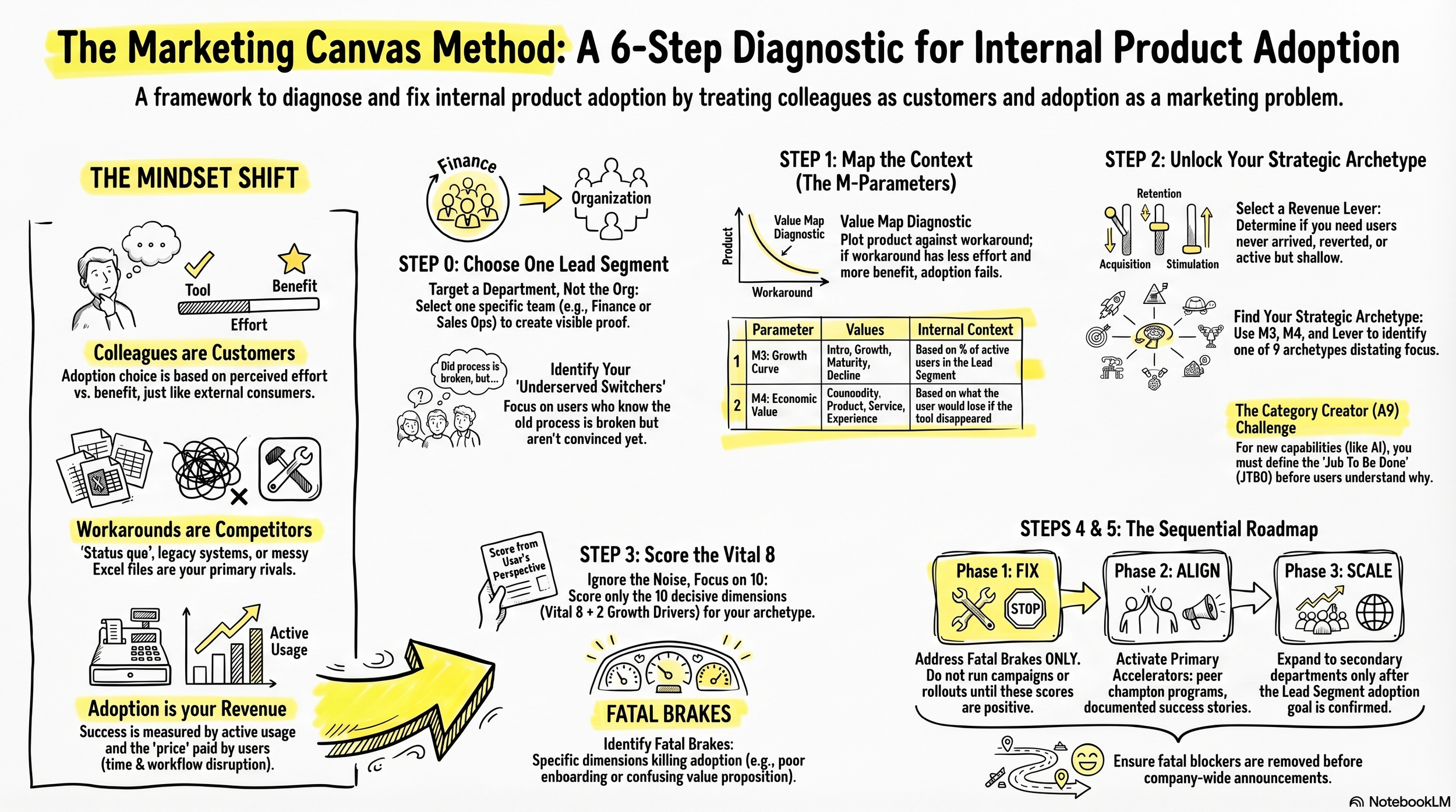 A 6-step diagnostic for internal product adoption