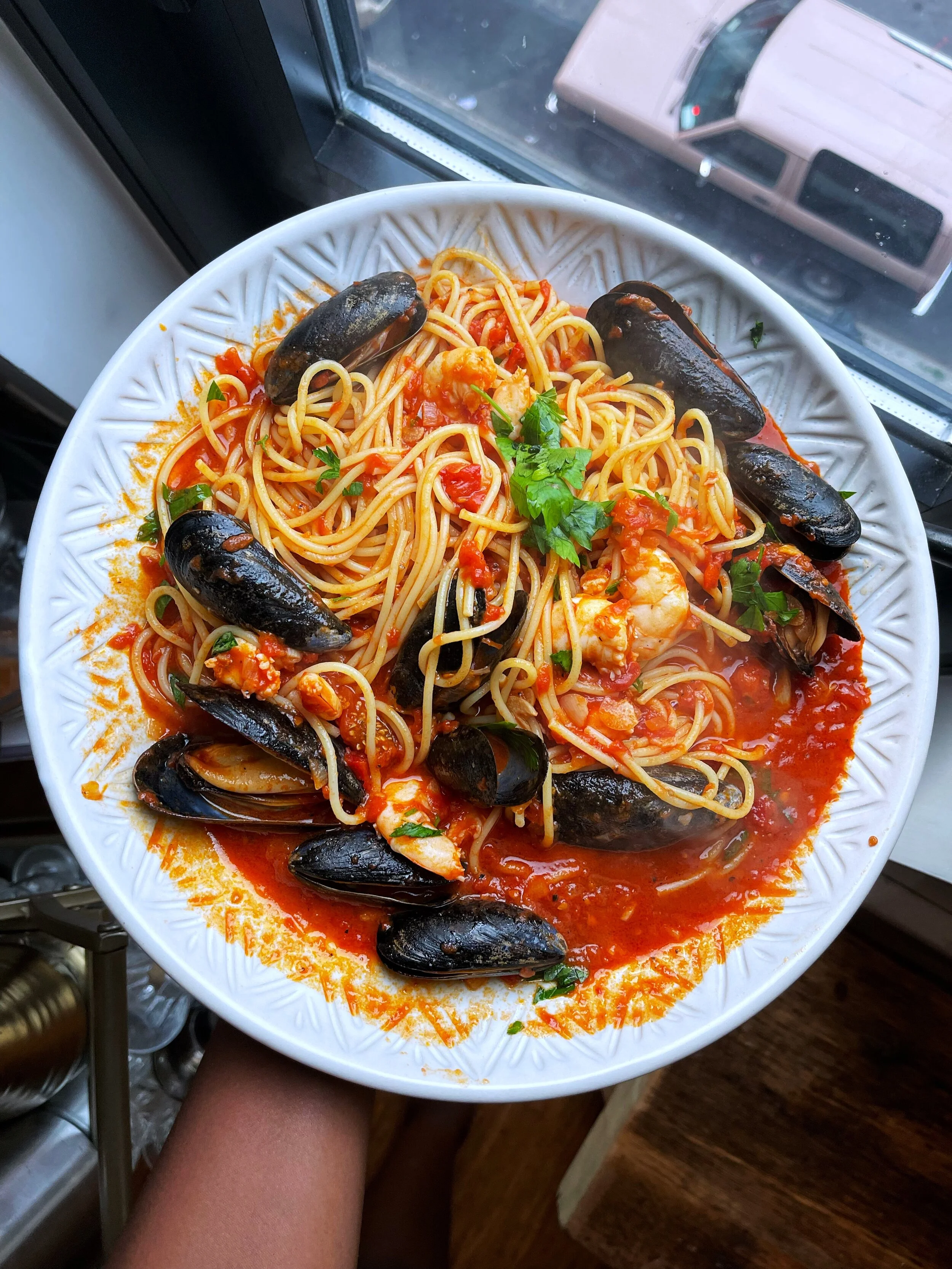 Shrimp &amp; Mussels Garlicky Spicy Pasta