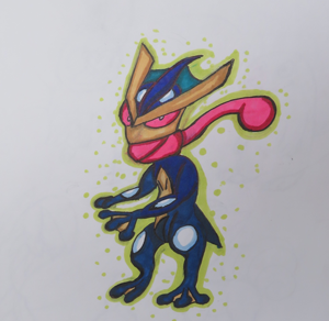 Original cartoon character in colored markers, by Rebecca, age 16
