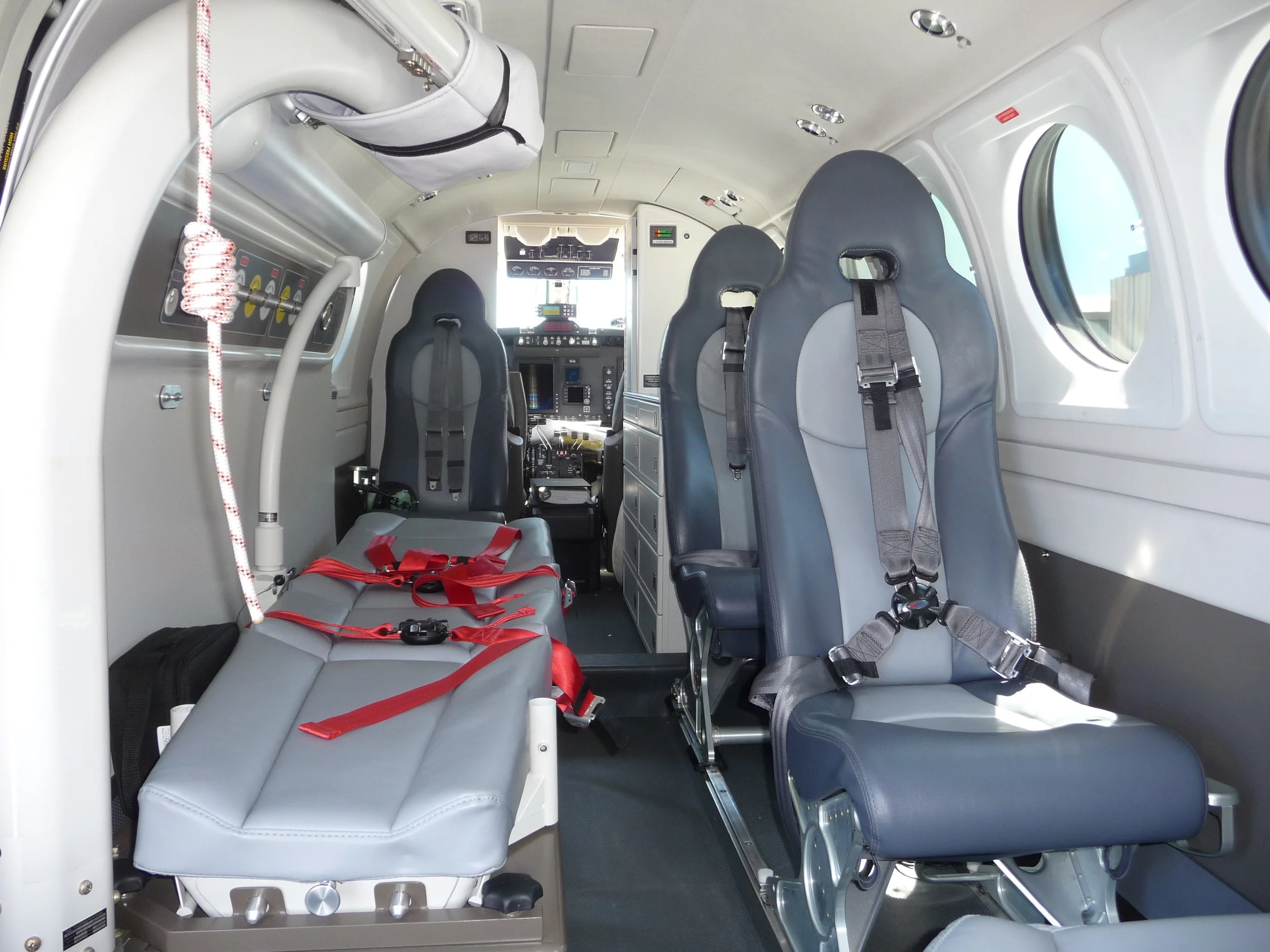 Standard Stretcher and Aeromedical Seats in a B200C King Air