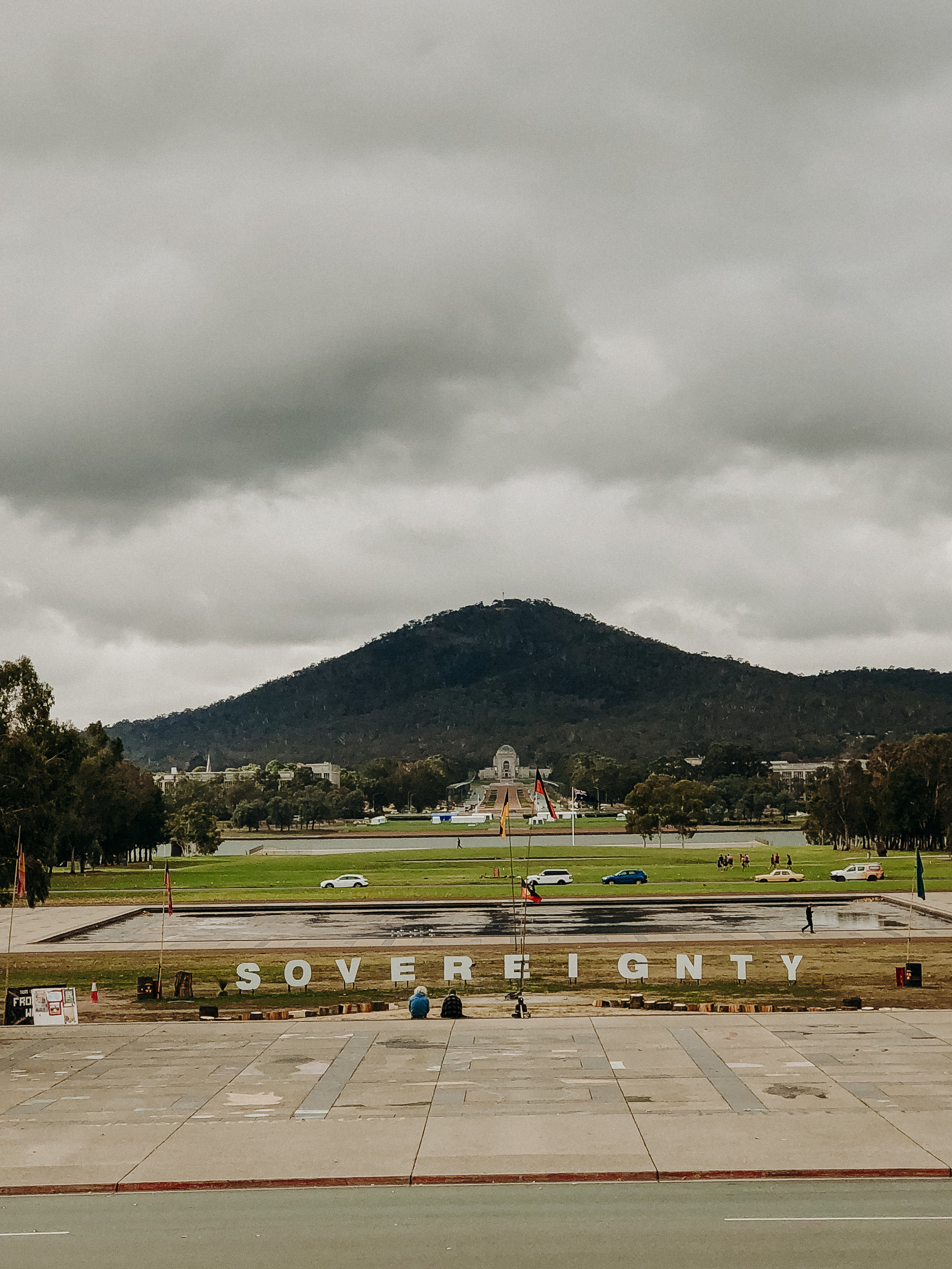  View of the Anzac Parade as seen from the new Parliament House. That is the Australian War Memorial and Mt Ainsley in the distance. 