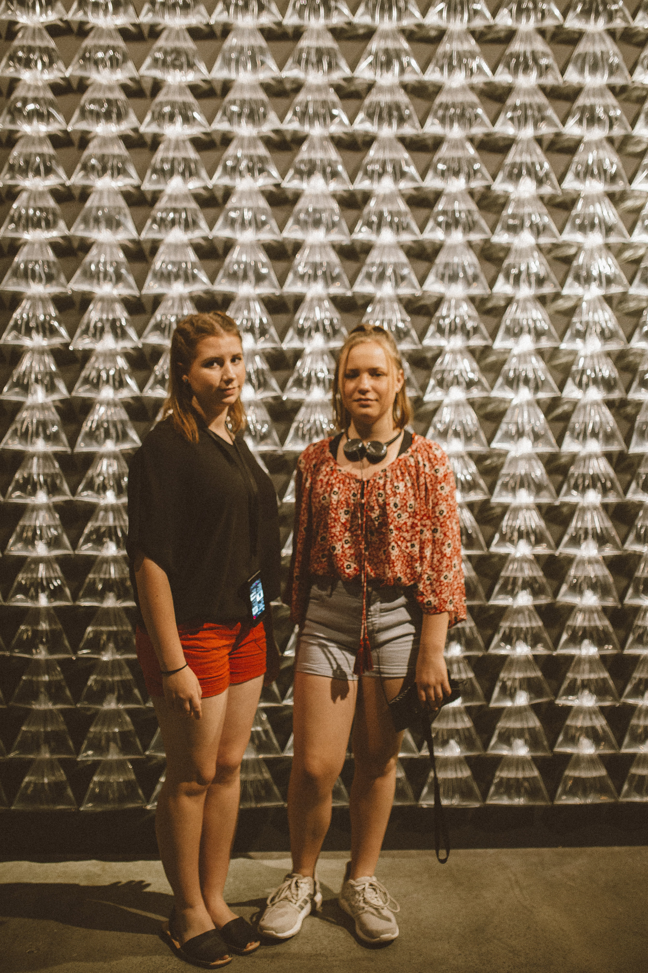  This is a wall of plastic baggies filled with water (or a water-like substance). 