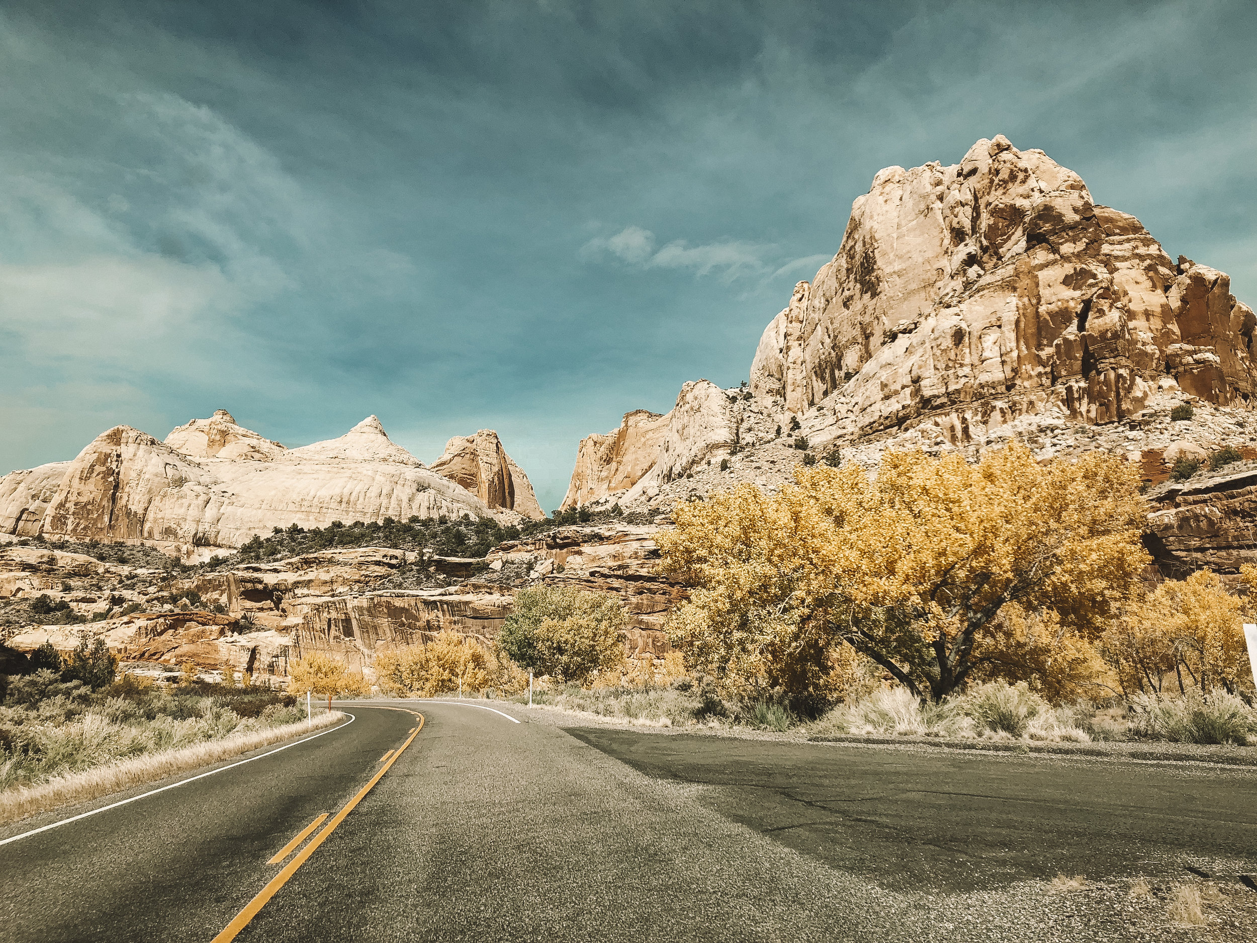  Driving through the Fruita area in Capitol Reef 