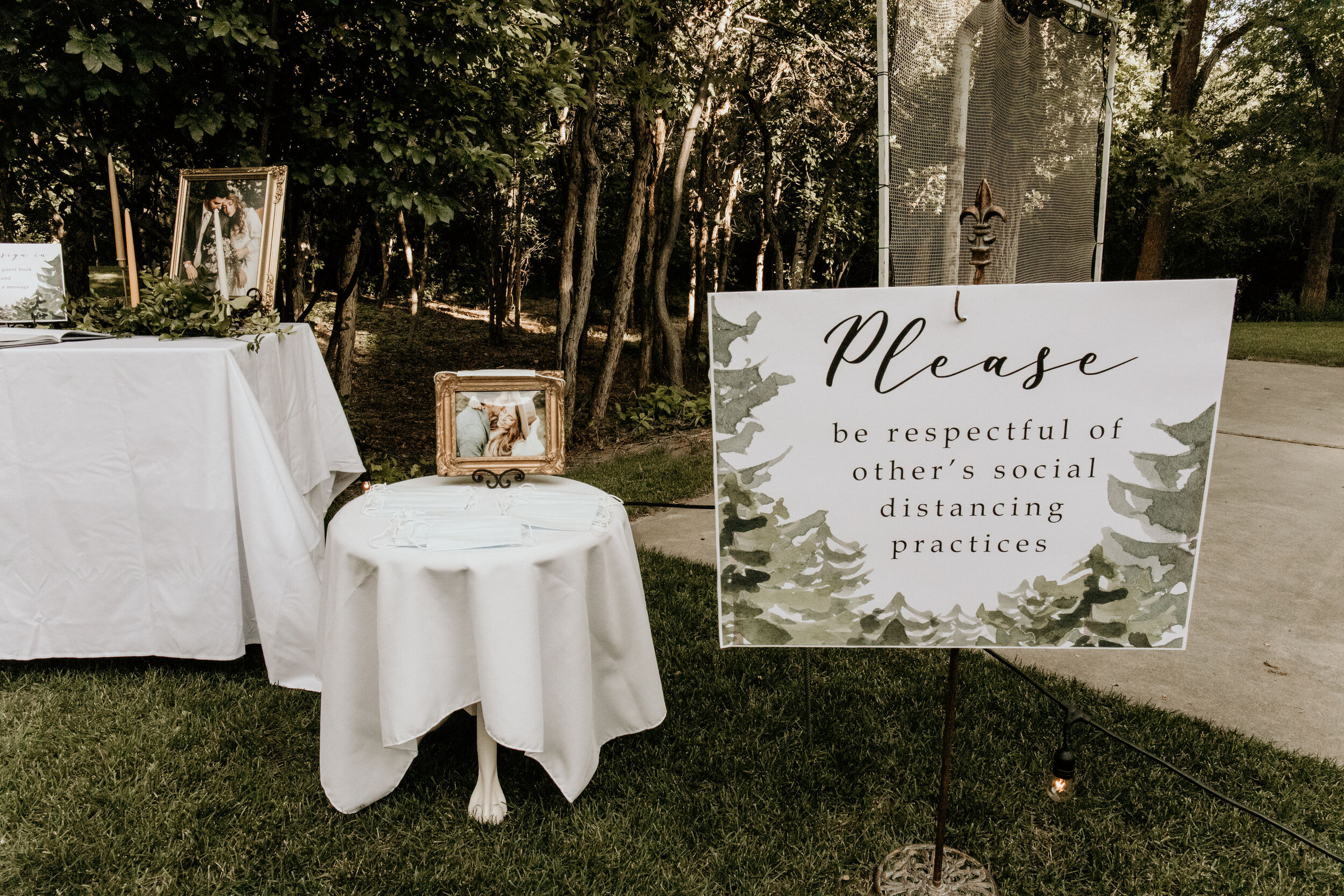  We wanted to be as respectful of social distancing guidelines as we could, so we made sure to prompt our guests to do the same, as well as offer masks and hand sanitizer. We also had the chairs arranged in small groups, around the yard, to allow peo