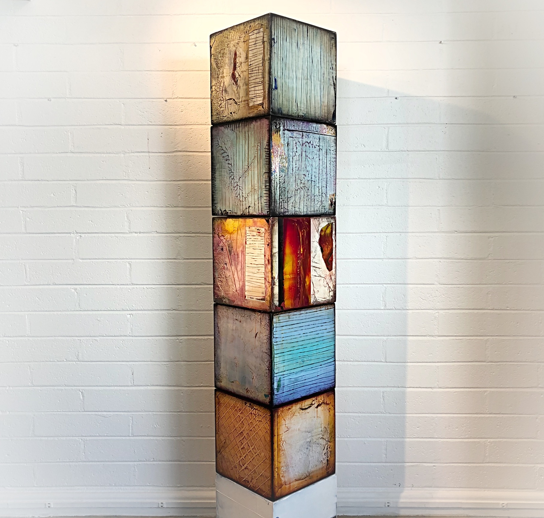  ART CUBE SCULPTURE: Created to order on commission. 12” sq cube may be sold separately.  