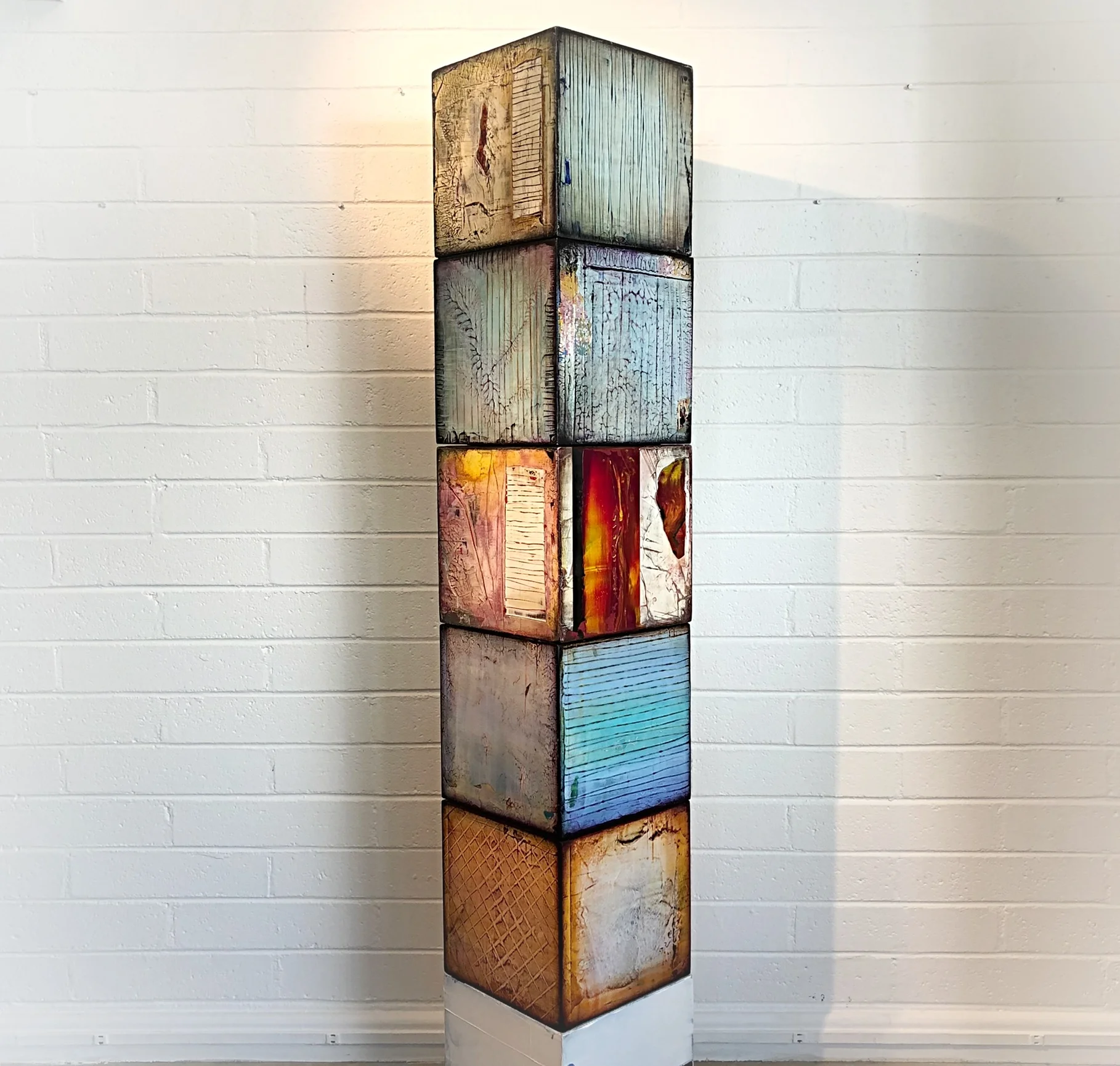 ART CUBE SCULPTURE: Created to order on commission. 12” sq cube may be sold separately.