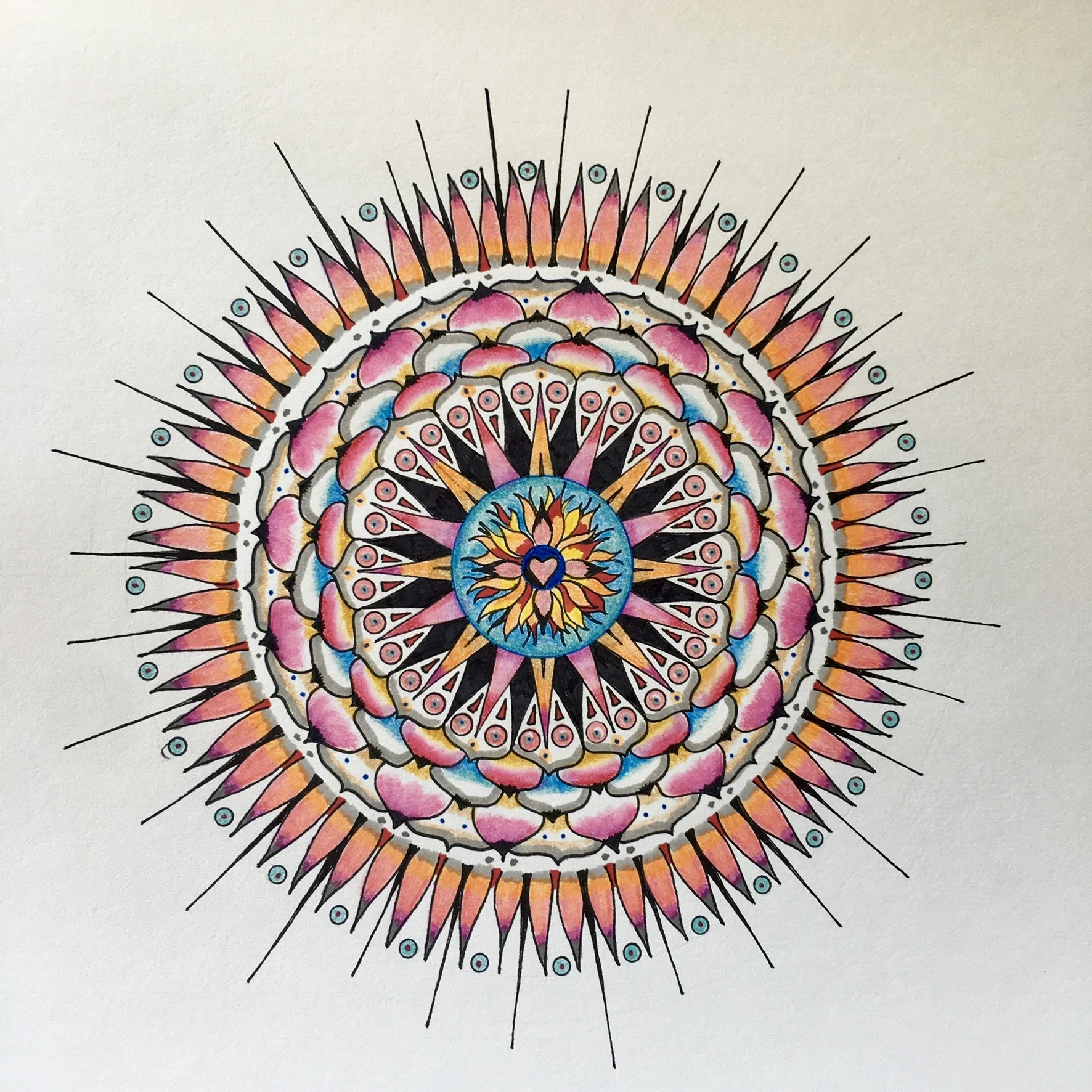 Mandala, 2018, ink and watercolor, in collection