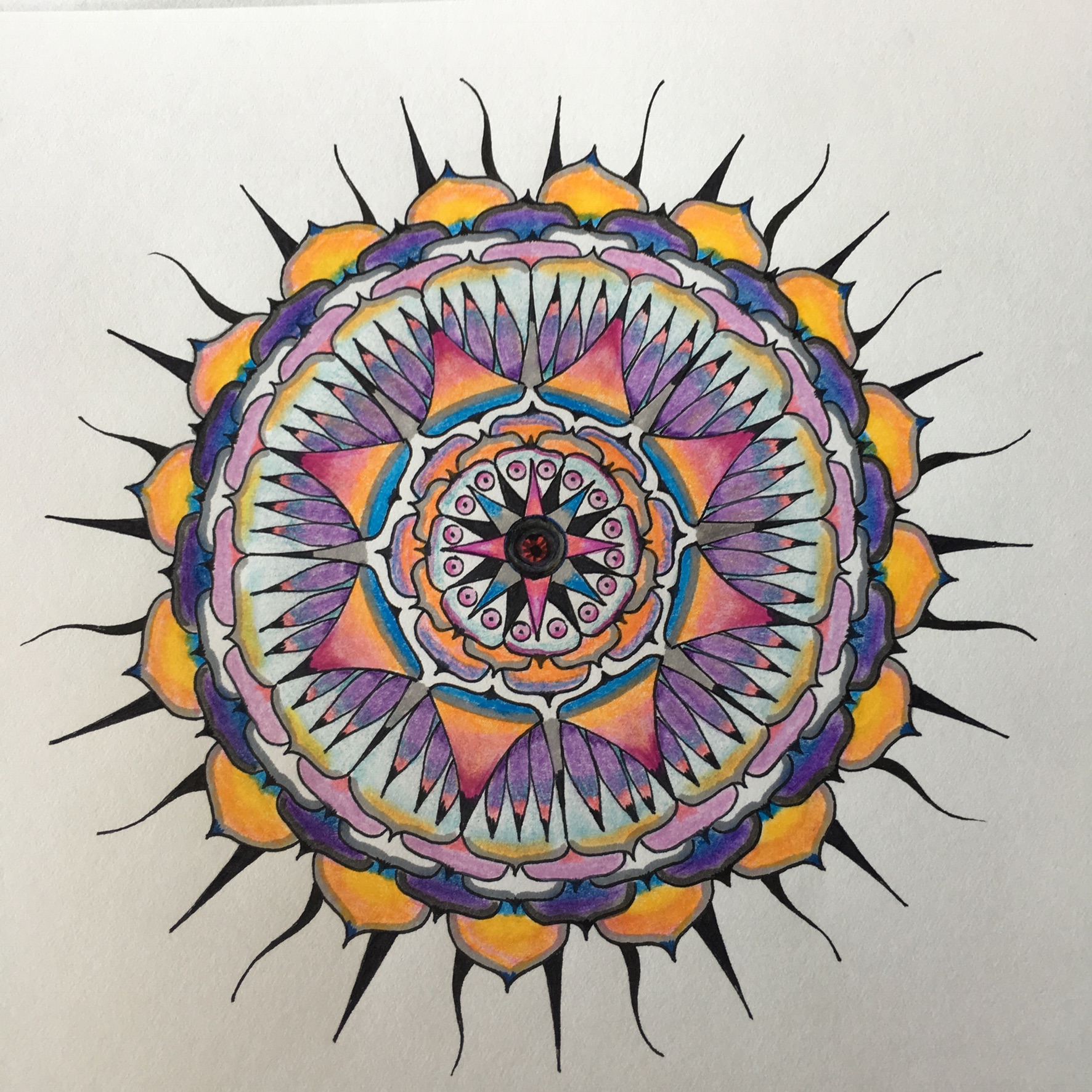 Mandala, 2018, ink and watercolor, in private collection