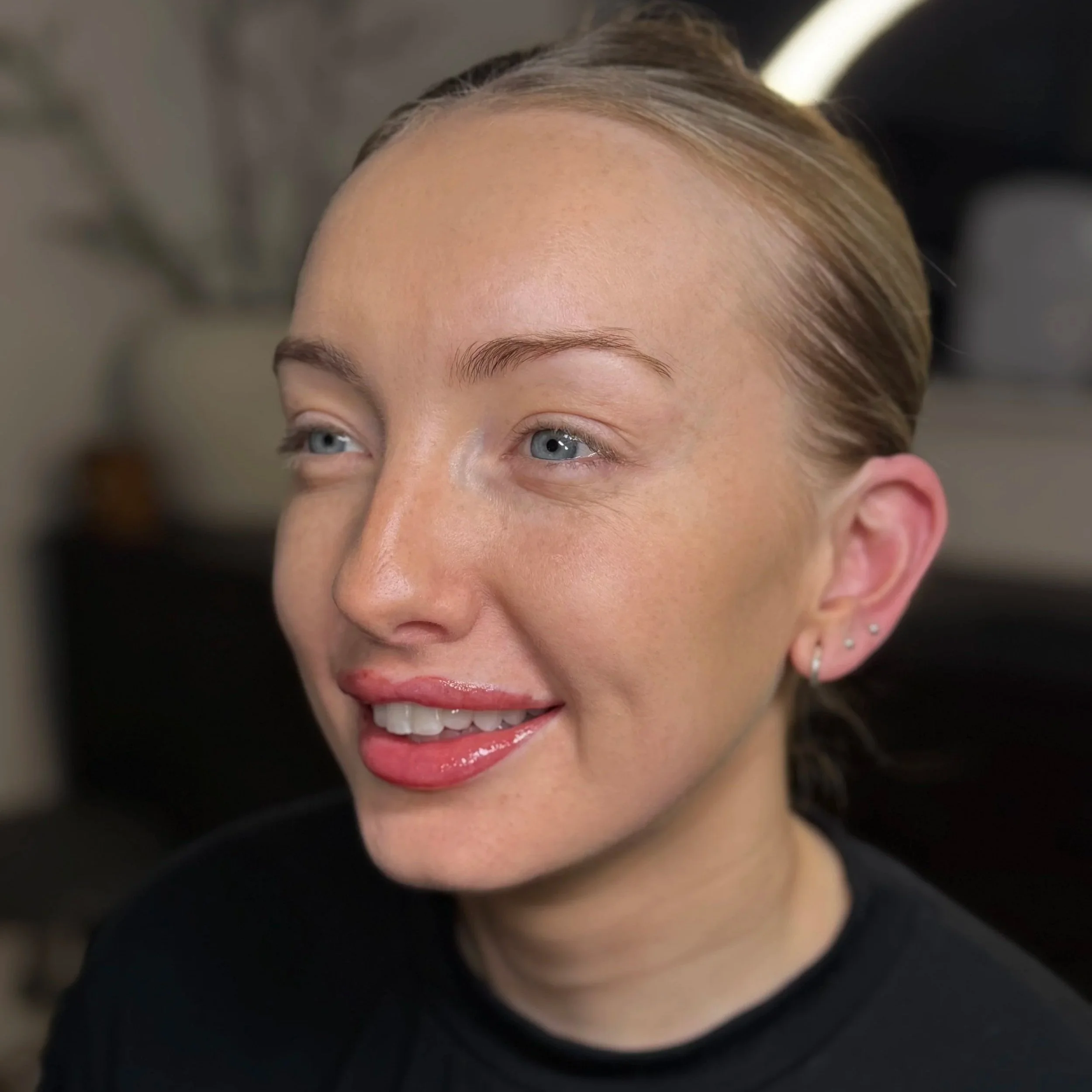 Natural lip blush results on fair skin showing soft pink tone and enhanced lip definition by Kms Brows & Beauty in Berkshire