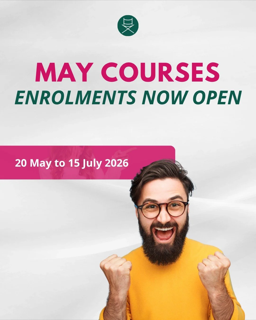 May courses are officially open 🔥

We have a full evening of training lined up, whether you are just starting out or ready to push your skills further:

🎤 Public Speaking, 6 to 7 pm
🎭 Beginners Drama, 7.10 to 8.10 pm
🎬 Intermediate Acting, 8.15 t