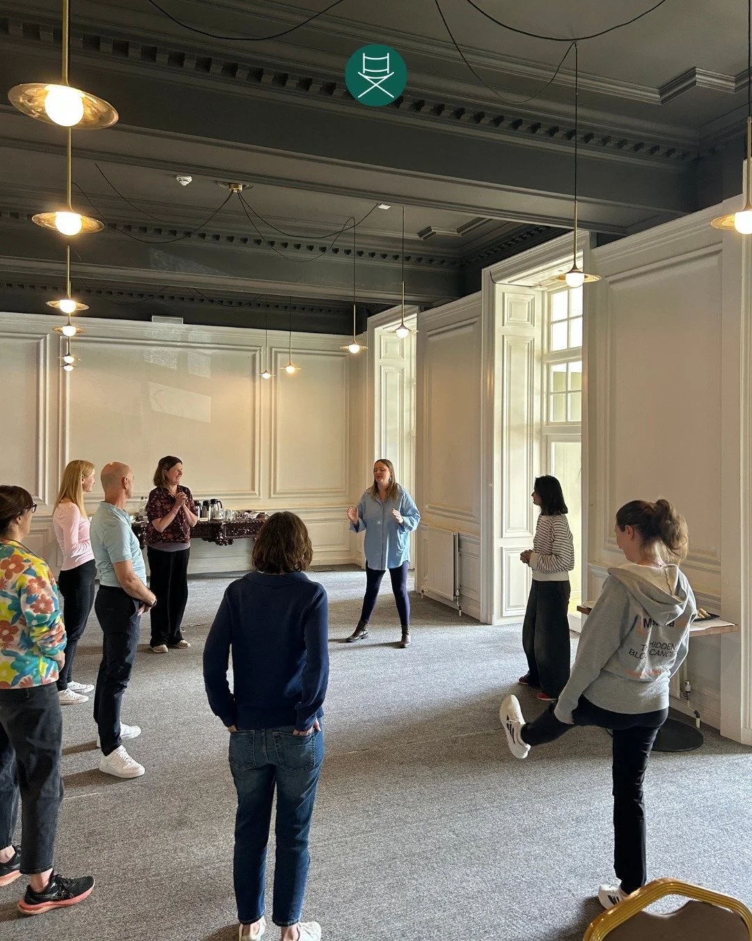Our classes are not just sitting and talking!

They are active, practical and full of different exercises that keep things moving.
Energisers, scene work, quick tasks, longer explorations, all of it has a purpose.

It keeps the room alive and helps y