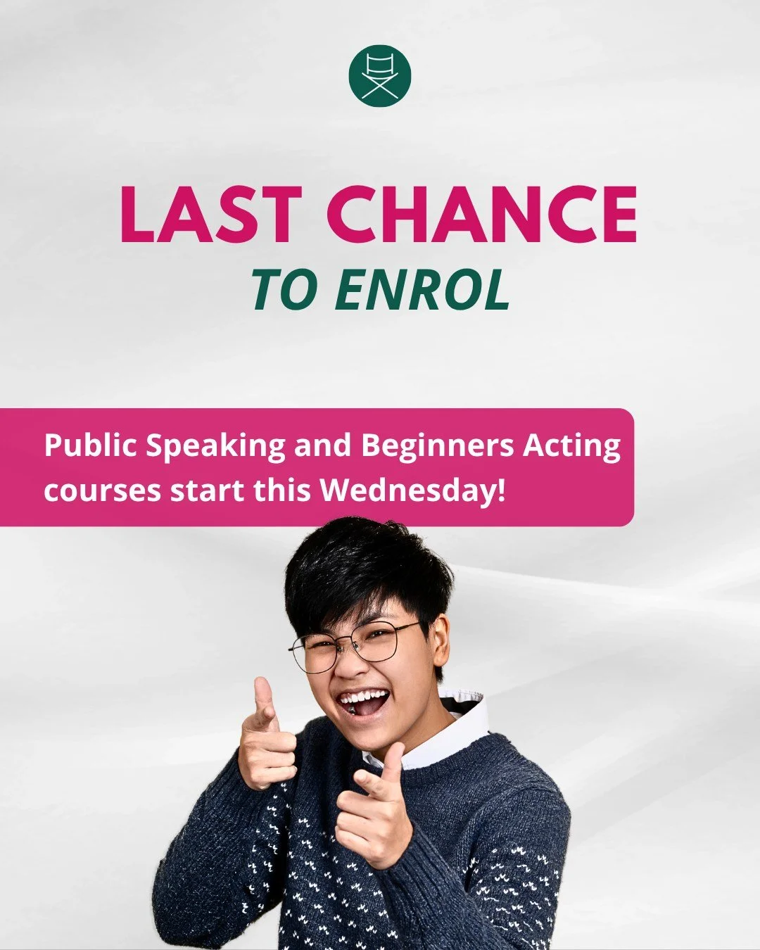 This Wednesday we are kicking off our September Beginners Acting and Public Speaking courses! 👀🎭

Which means&hellip; this really is your LAST chance to jump in.

🎭 Beginners Acting, perfect if you want to give acting a go, build confidence and ha