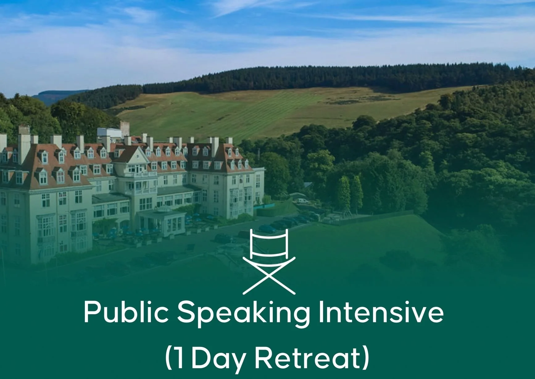public speaking course practising presentation skills in a professional training environment Training venue for public speaking retreat with views of the Peeblesshire Hills