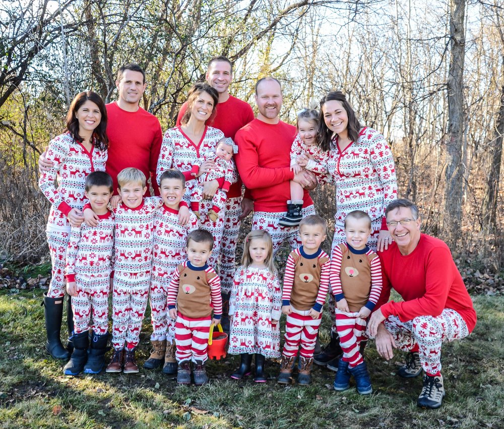 The whole family honoring Pam with Christmas pajamas the Christmas after she passed away.