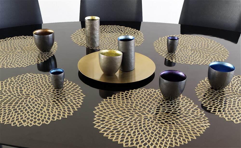 Dahlia Placemats in Brass