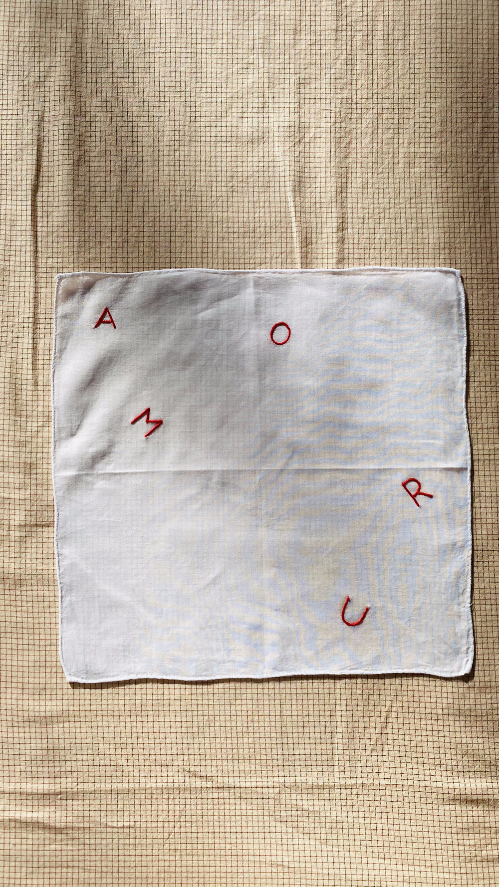 Hand Embroidered Handkerchief - Amour