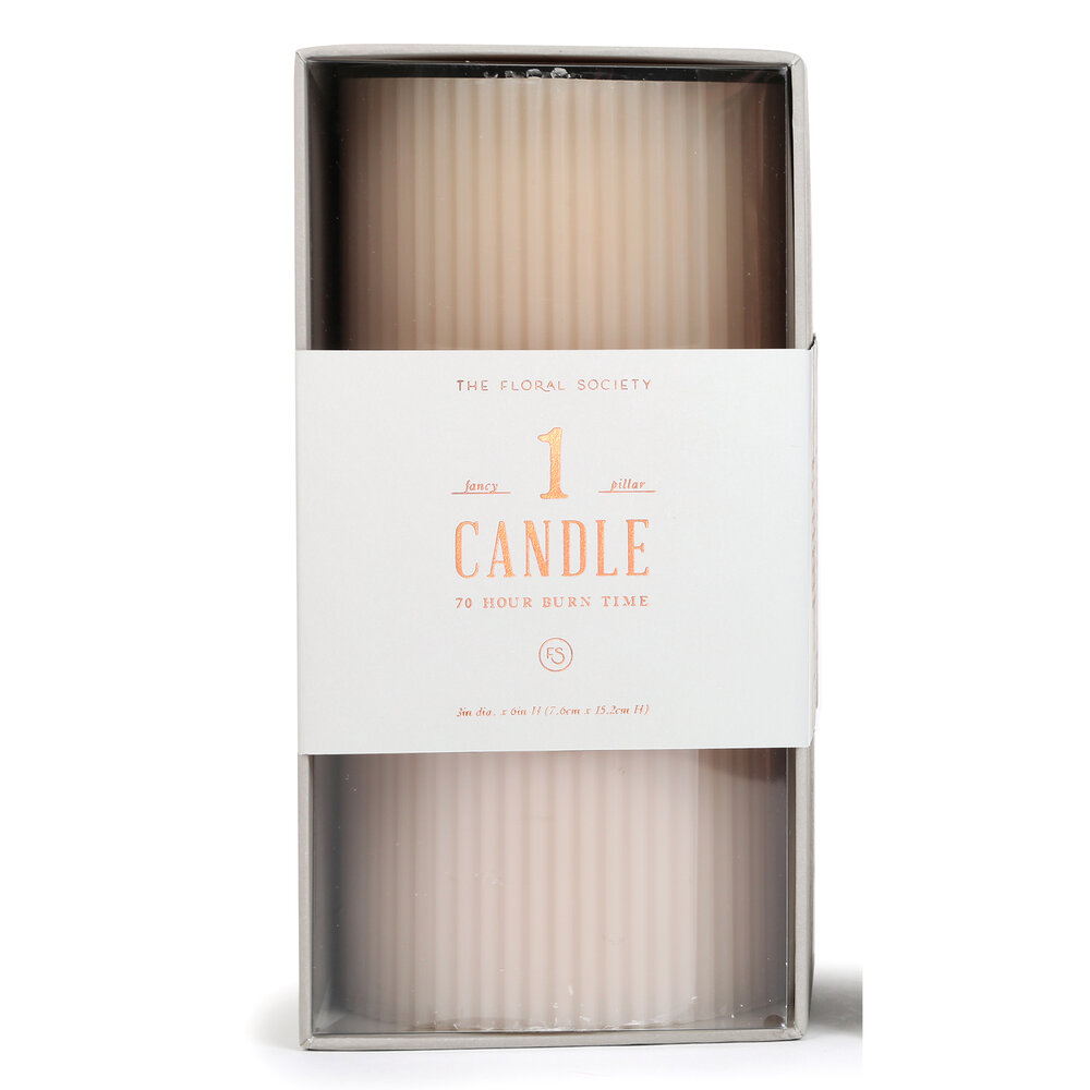 Fancy Pillar Candle - Parchment